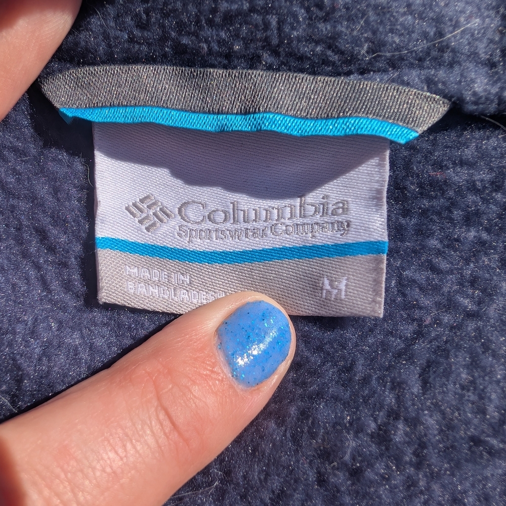 Columbia Navy Zip Front Fleece Men's M/ Women's L - Picture 3 of 4